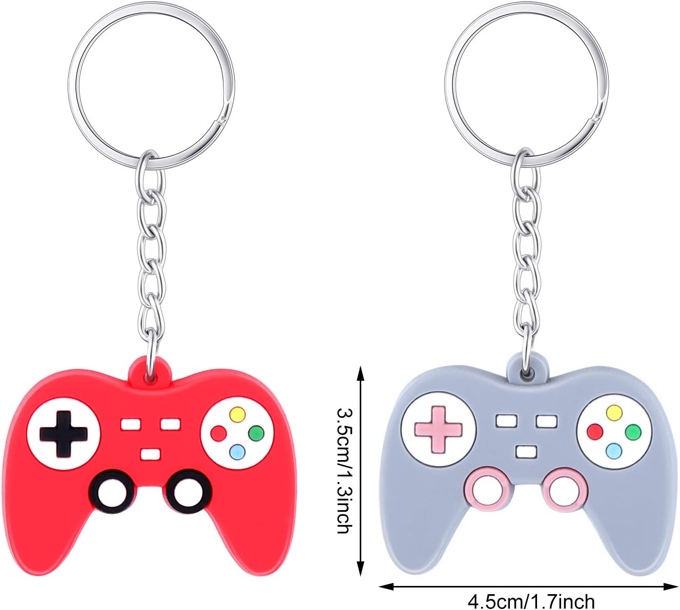 24 Pieces Video Game Controller Keychains Game Controller Handle Key Ring Pendant Charms for Video Game Party Favors Birthday, 3 Colors