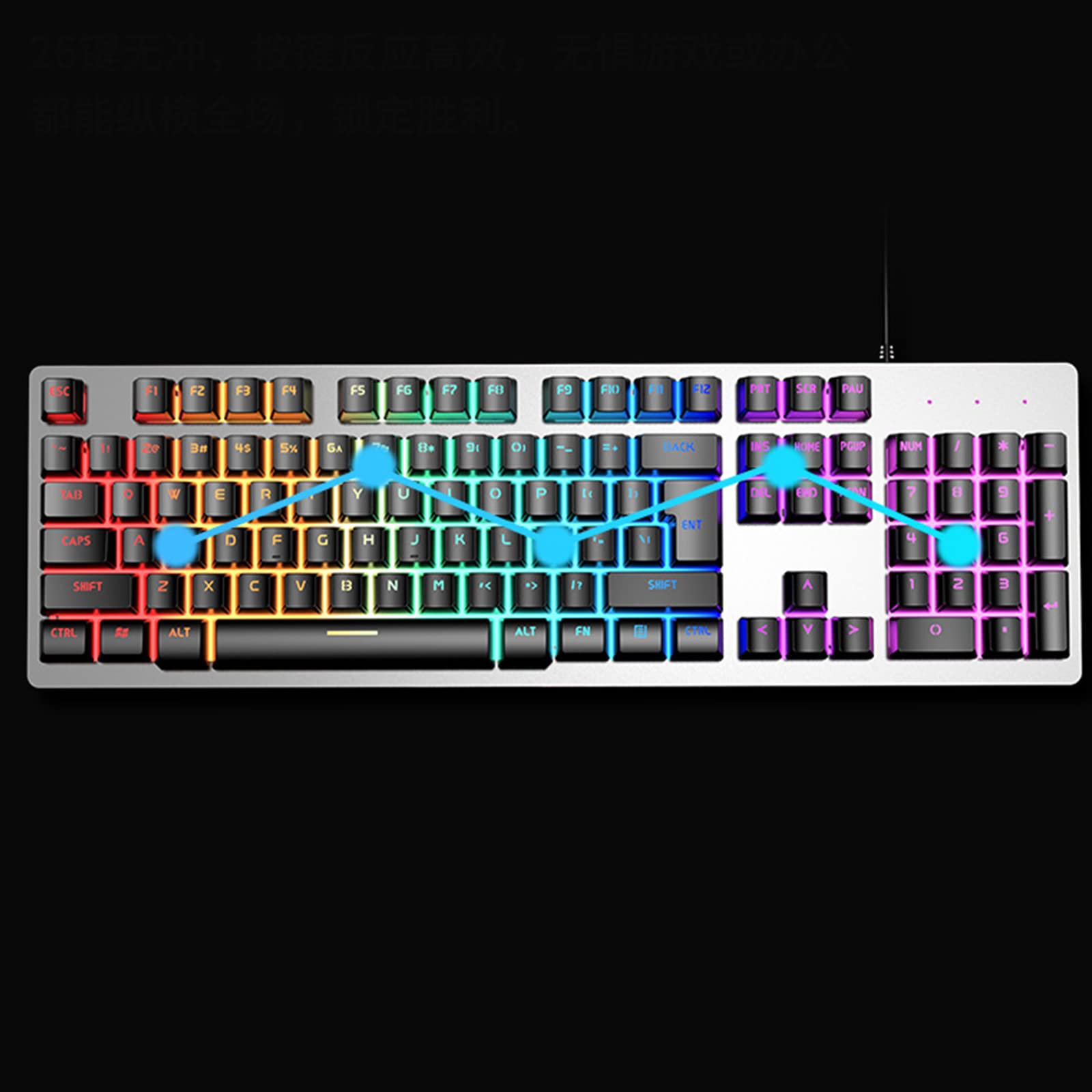 ADMLZQQ 105 klawiszy Anti-Ghosting z podświetleniem LED 3 tryby dynamiczne, ergonomiczna mechaniczna klawiatura do gier, przewodowy USB do komputera