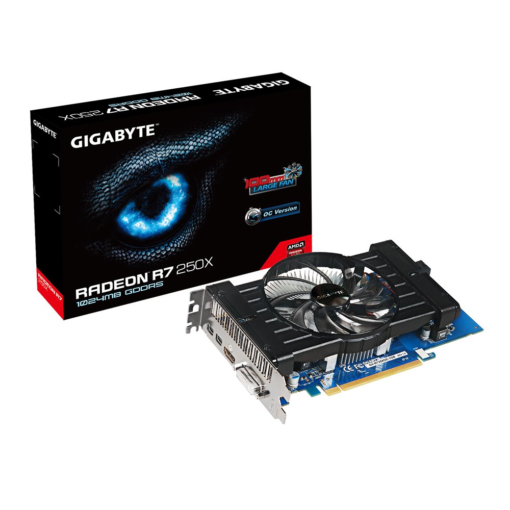 Gigabyte AMD Radeon R7 250X OC 1GB GDDR5 DVI/HDMI/2Mini Display Port PCI-Express Video Card GV-R725XOC-1GD
