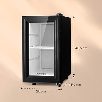 Klarstein Portable Room Refrigerator Small Office Refrigerator Mini Bar with LED Removable Shelves for Camping and Skin Care 11-18C 23L