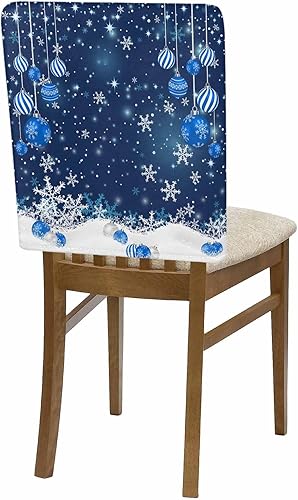 Miniatura 7 de AMZRicher Paquete de 8 fundas de respaldo de bolas de Navidad para sillas de comedor, lavables, extraíbles y lavables, protectores de silla para