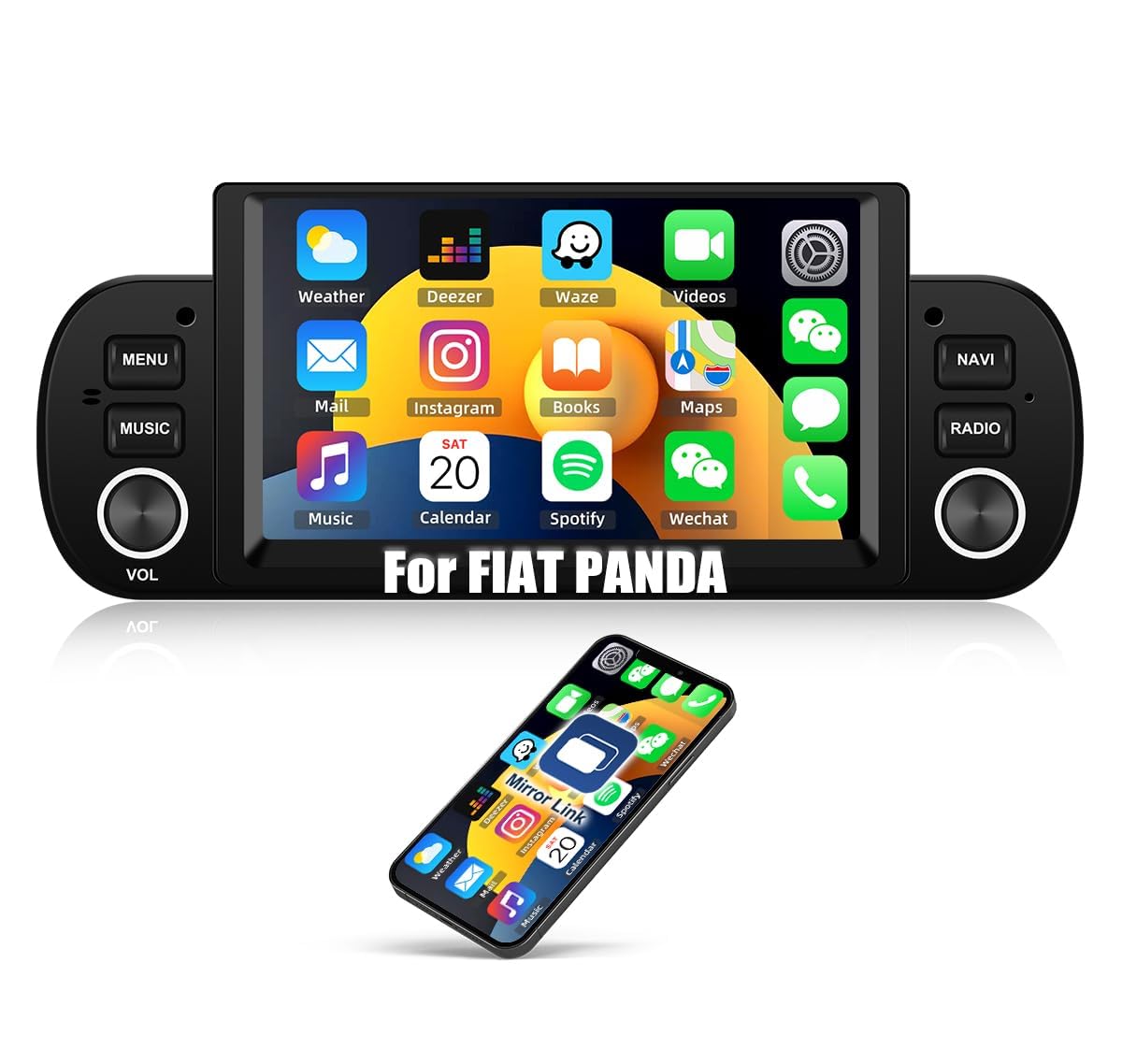 Autoradio Android 13 Fiat Panda 2013-2020 - 6.2" DAB+ GPS WiFi