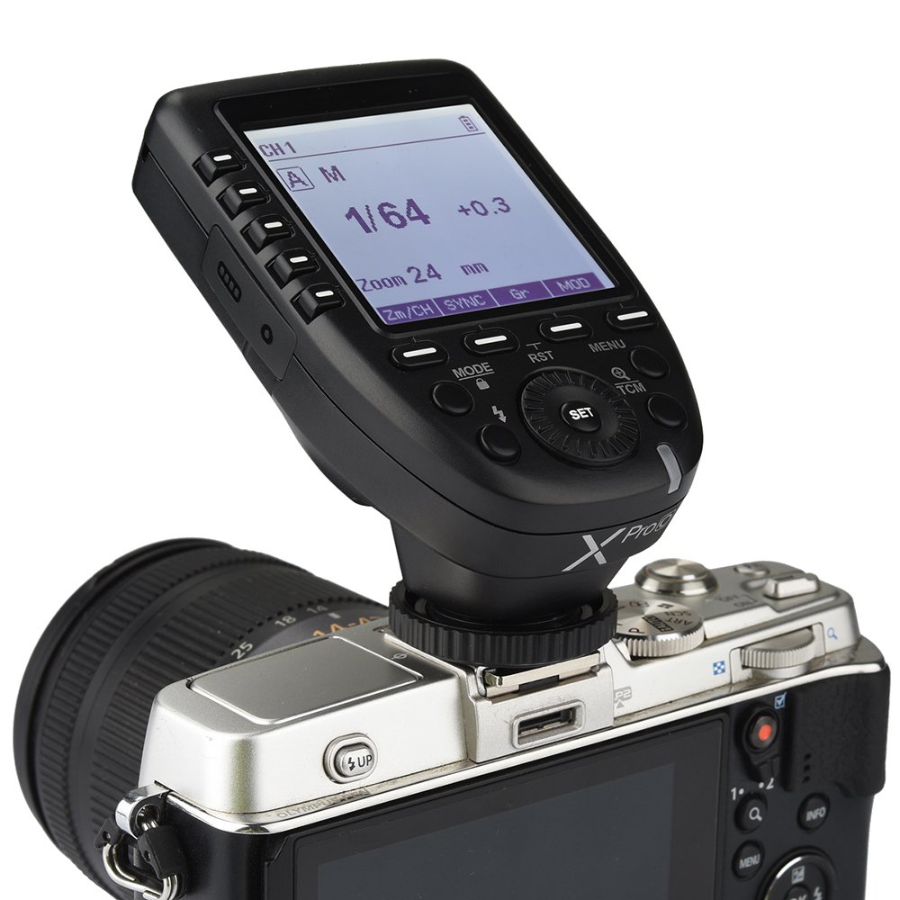 Godox Xpro-O TTL Wireless Flash Trigger，2.4G 1/8000s HSS TTL Convert-Manual TCM Function Large LCD Screen Flash Transmitter for Olympus Panasonic Cameras