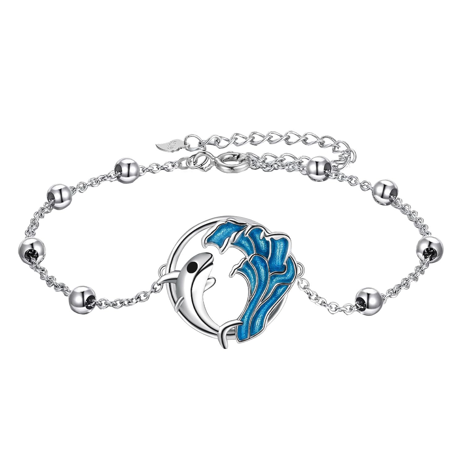 J.MUEN Cavigliera Donna Argento 925 Strati stile boho Estate Spiaggia Cavigliera,Regolabile 22+4cm