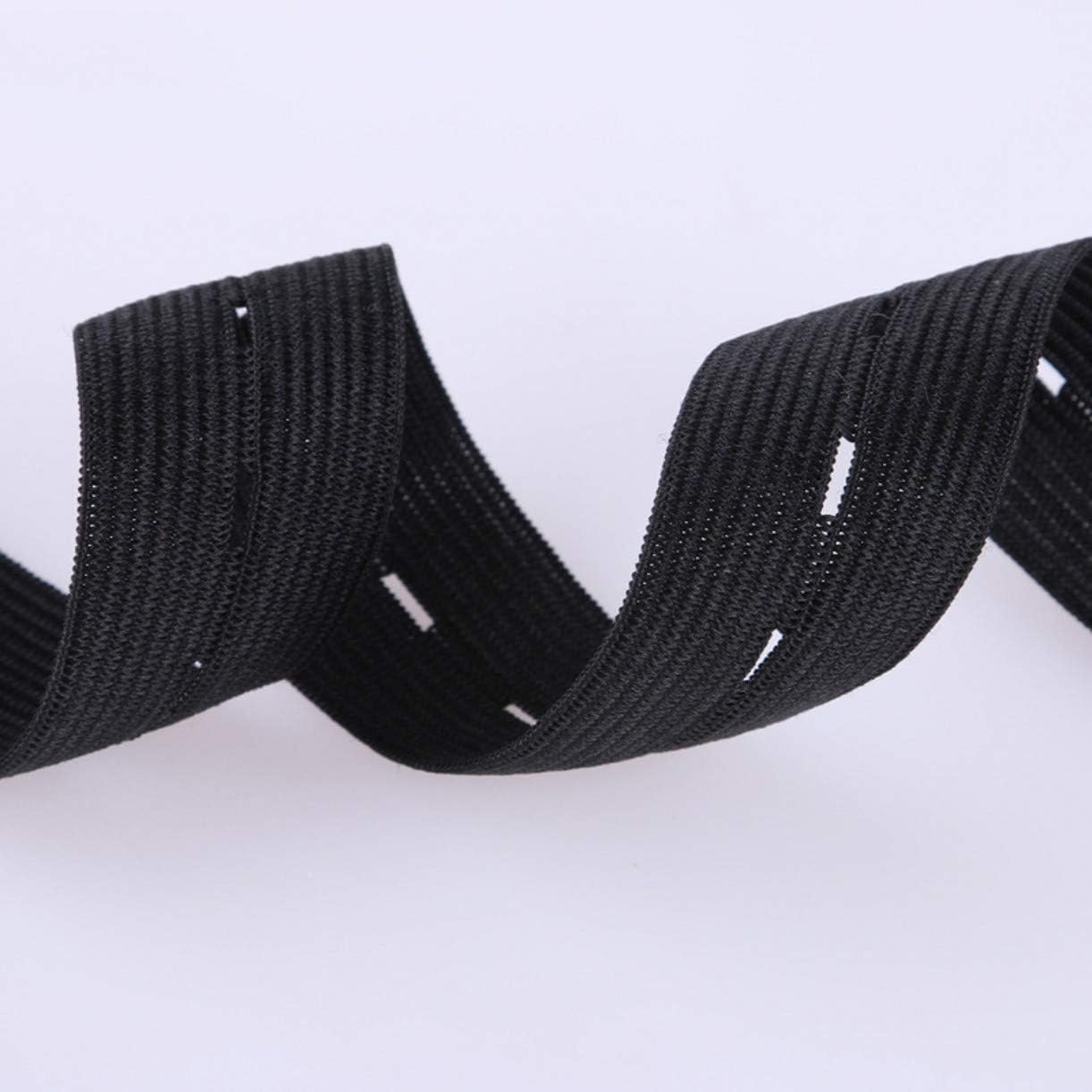 ZHONGJIUYUAN Elastic Bands Spool Sewing Band Flat Elastic Cord with Buttonhole (Black, 33 Yards 1-Inch),with 5 Buttons and 5 D Ring