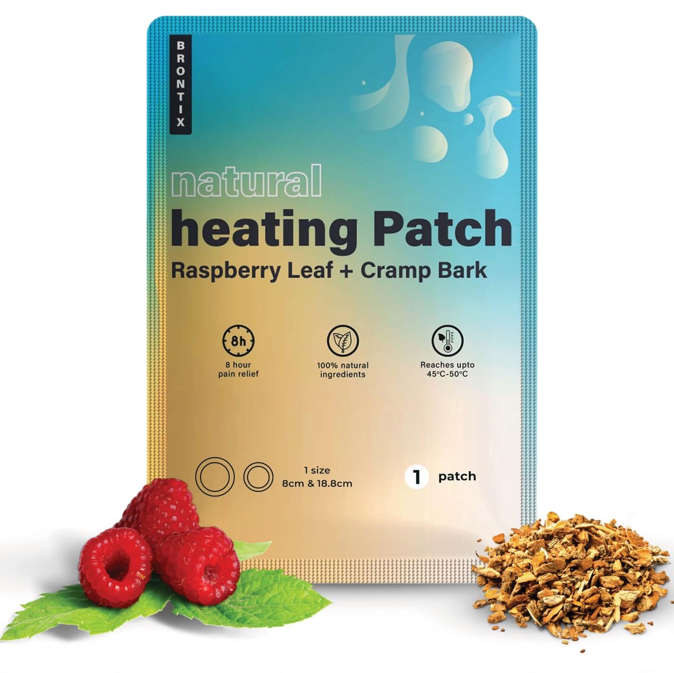 BRONTIX - Pack of 5 - Period Cramp Comfort | Pain Patch for Period Cramp Relief | Periods Pain Relief Products | Heat Pad for Period Pain - Effective Period Cramp Relief Patch for Menstrual Pain (Herbal, 5)