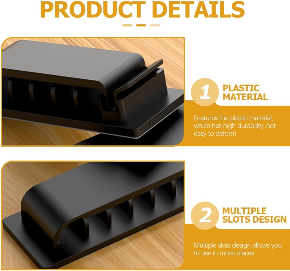 HOMSFOU Cord Keeper Adhesive Cable Clips Wire Organizer for Desktop Wall and Car with Multiple Slots Easy Peel and Stick Cable Management Fits Various Cables 2.83 X 0.79 Inches 20 Pack