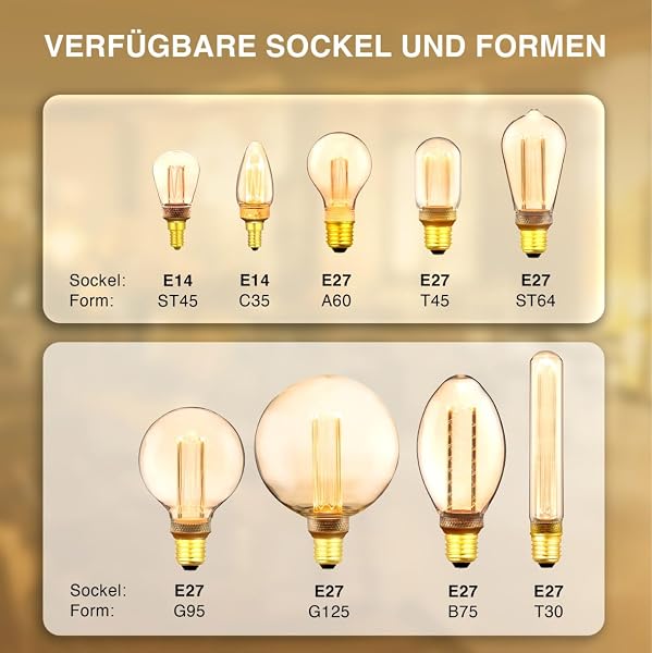 greenandco Vintage Design LED Birne zur Stimmungsbeleuchtung | E27 A60 | gold | 2W 65lm | 1800K extra warmweiß | 320° | 230V | flimmerfrei | nicht dimmbar | Edison Glühbirne - 4