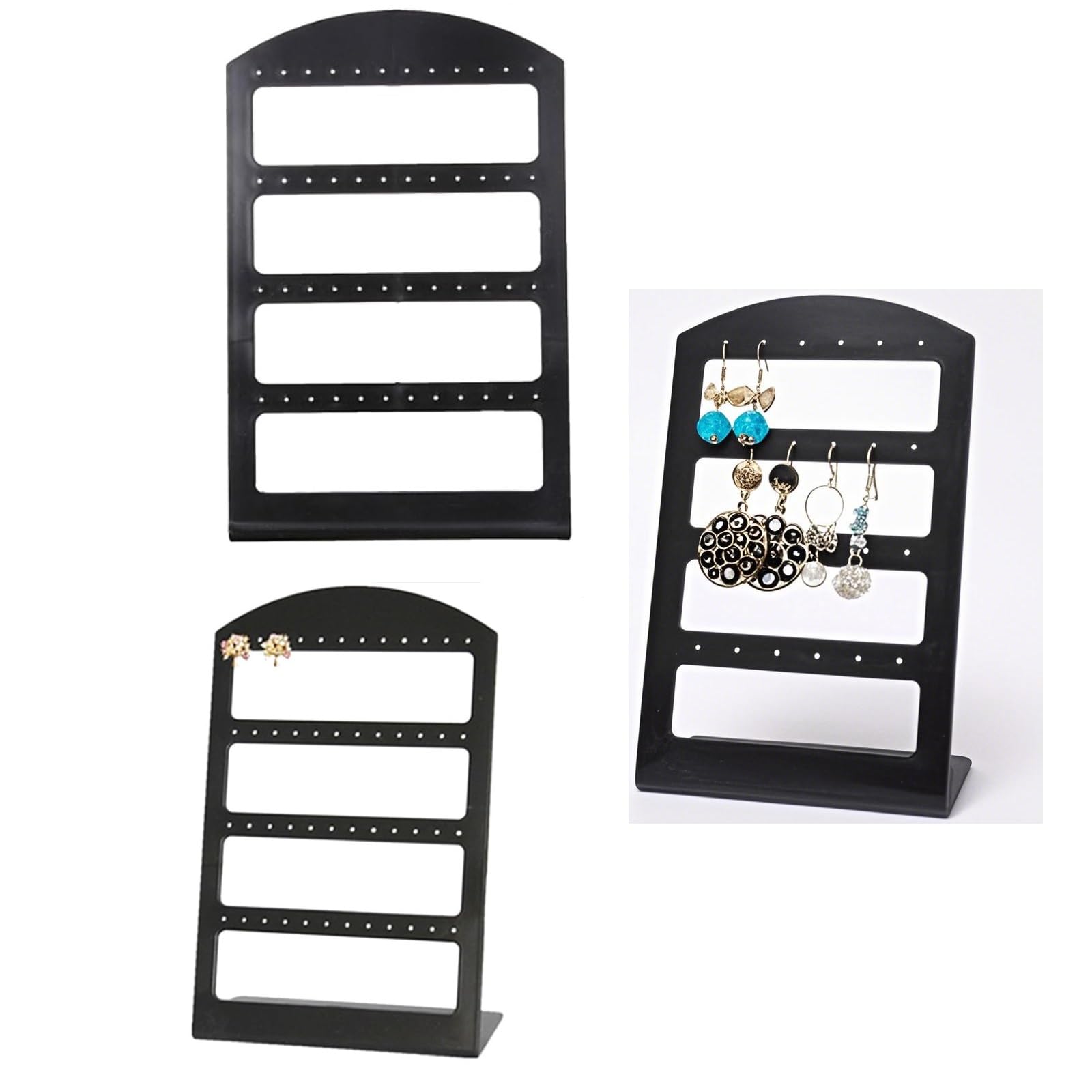 Earring Holder Stand, STOBAZA 3Pcs Acrylic Earring Holder Organizer Stand, Earring Organizer Stand for Hanging 48 Earrings, Durable-side Earring Display Stand for Vendors Earring Organizer Display