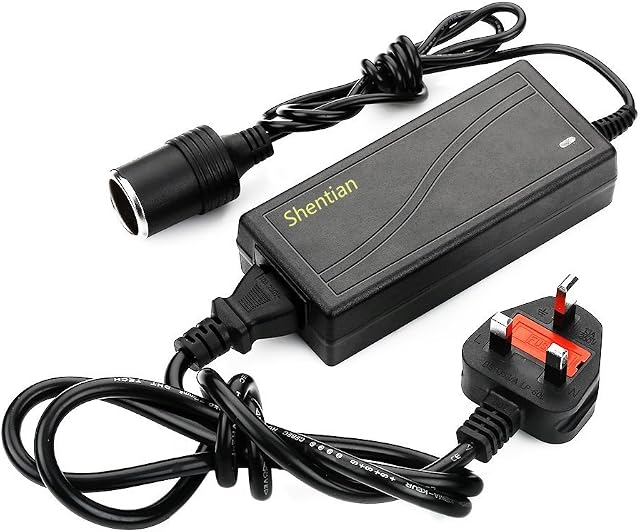 Shentian Power Supply Cigarette Lighter Socket AC to DC Adapter 110V-240V to 12V 5A Car Power Charger Converter Black