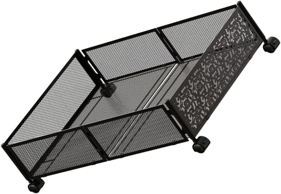 Bed Storage Drawers on Wheels, Large Foldable Iron Frame Organizer with Space Saving Design for Clothes and Bedroom Storage, Black Patterned