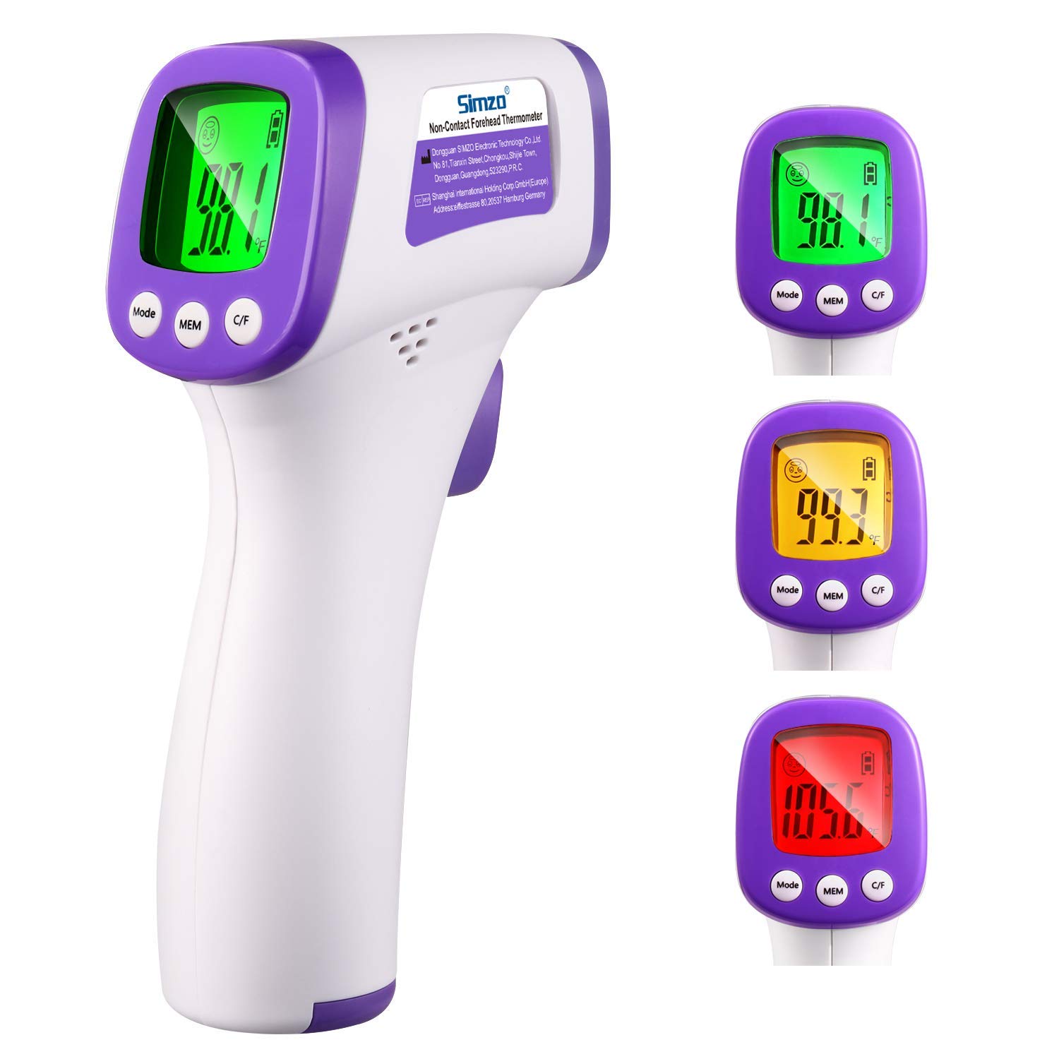 (US Stock) Non-Contact Forehead Thermometer, Instant Readings Forehead Thermometer with LCD Display,Color Screen, Fever Alarm - Arrive Within 3-7 Days