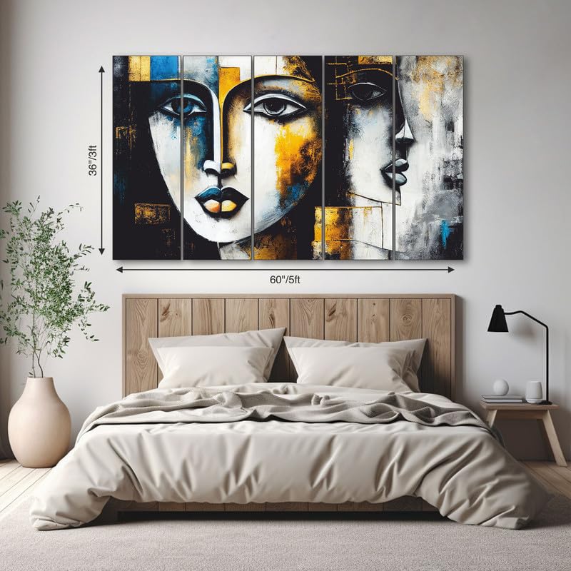 Image of The Castle Decor Woman abstract painting with frame Big Size 36x60 Wall art for living room,Bedroom,Drawing room,Hotels-Wooden Framed-301