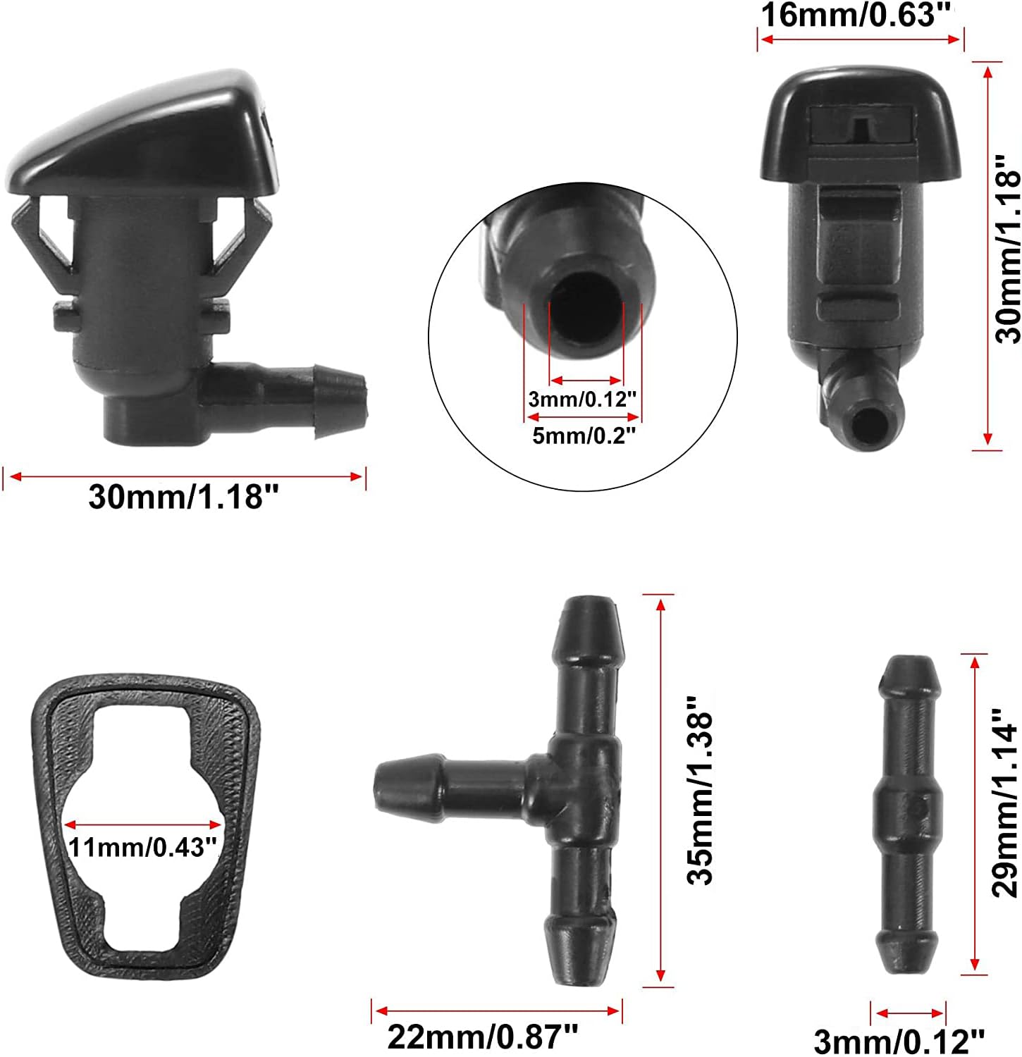 MACHSWON 2 Meters Windshield Washer Hose with 2pcs Connectors Replaces 7C3Z17603A 7pcs Front Windshield Washer Nozzles for Ford F250 F350 F450 F550 Super Duty - Image 3