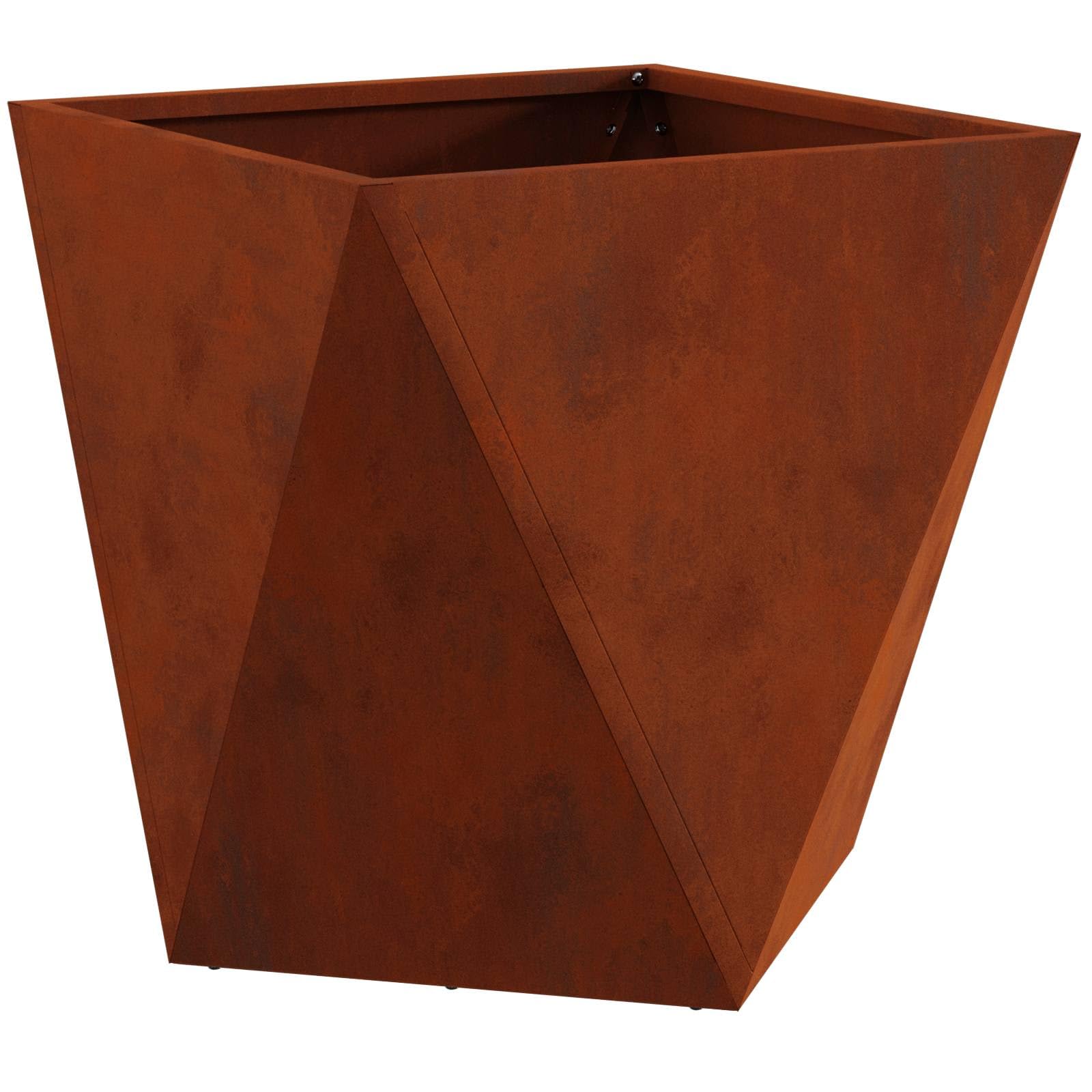 Pot de fleurs rouillé - 50 x 50 x 50 cm - Pot de fleurs carré en acier résistant aux intempéries pour jardin et terrasse - Jardinière robuste en métal pour l'extérieur