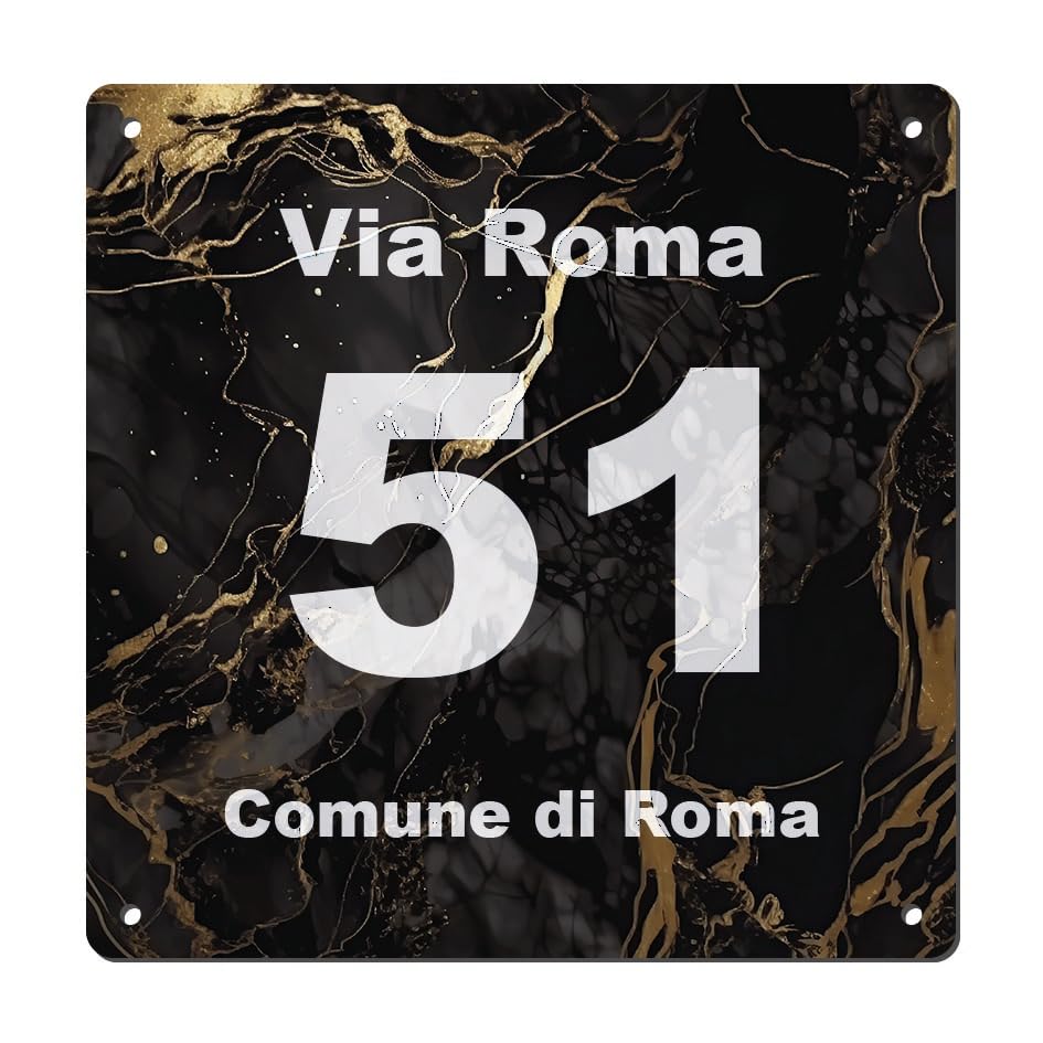 Numero Civico In Piastra Di Alluminio Composto Rigido Di Spessore 3,5mm Quadrato - Targa Con - 4