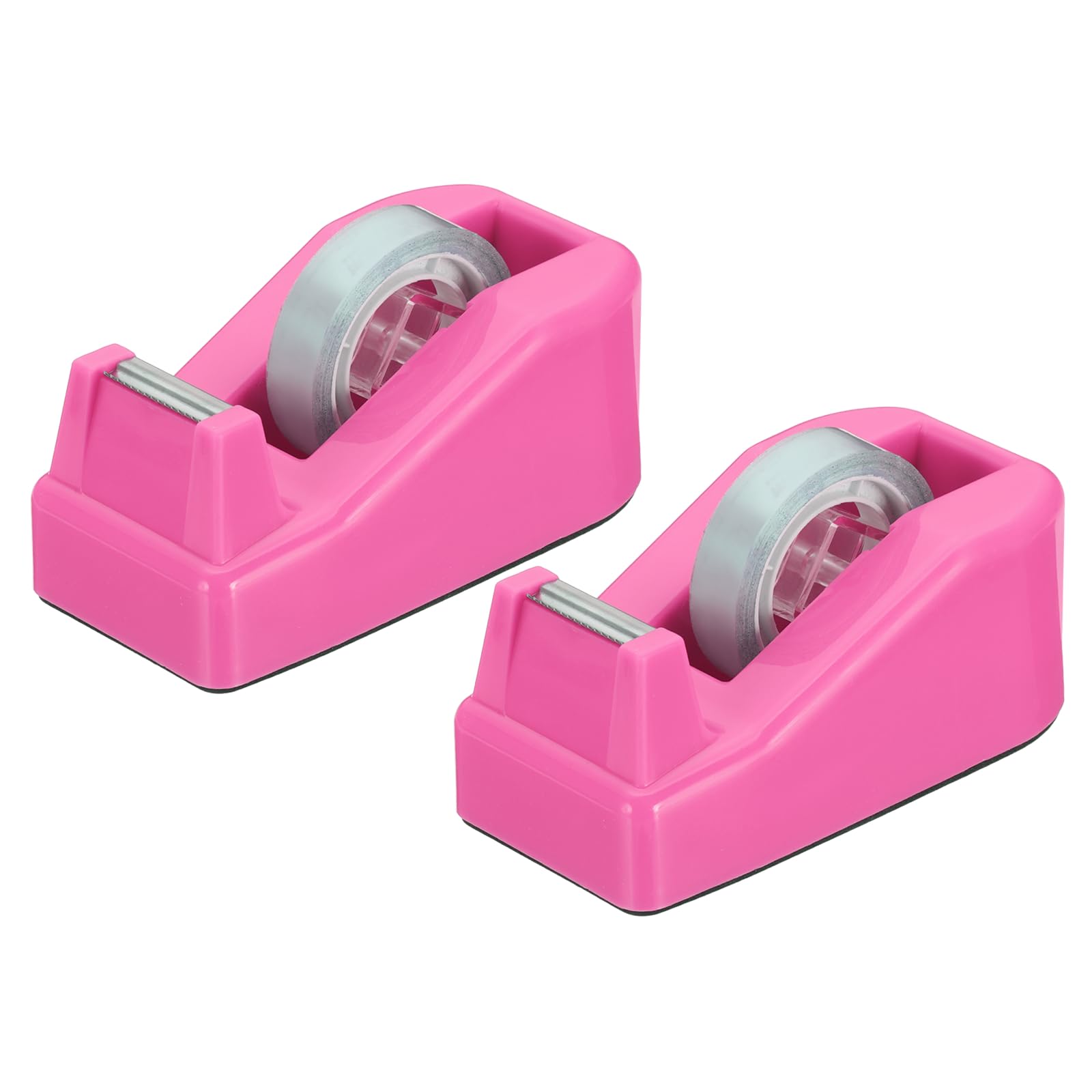 PATIKIL 2pcs Tape Dispenser Desk, Small Tape Dispenser Cute Desktop Dispenser Holder for Tape Office Desktop, Hot Pink