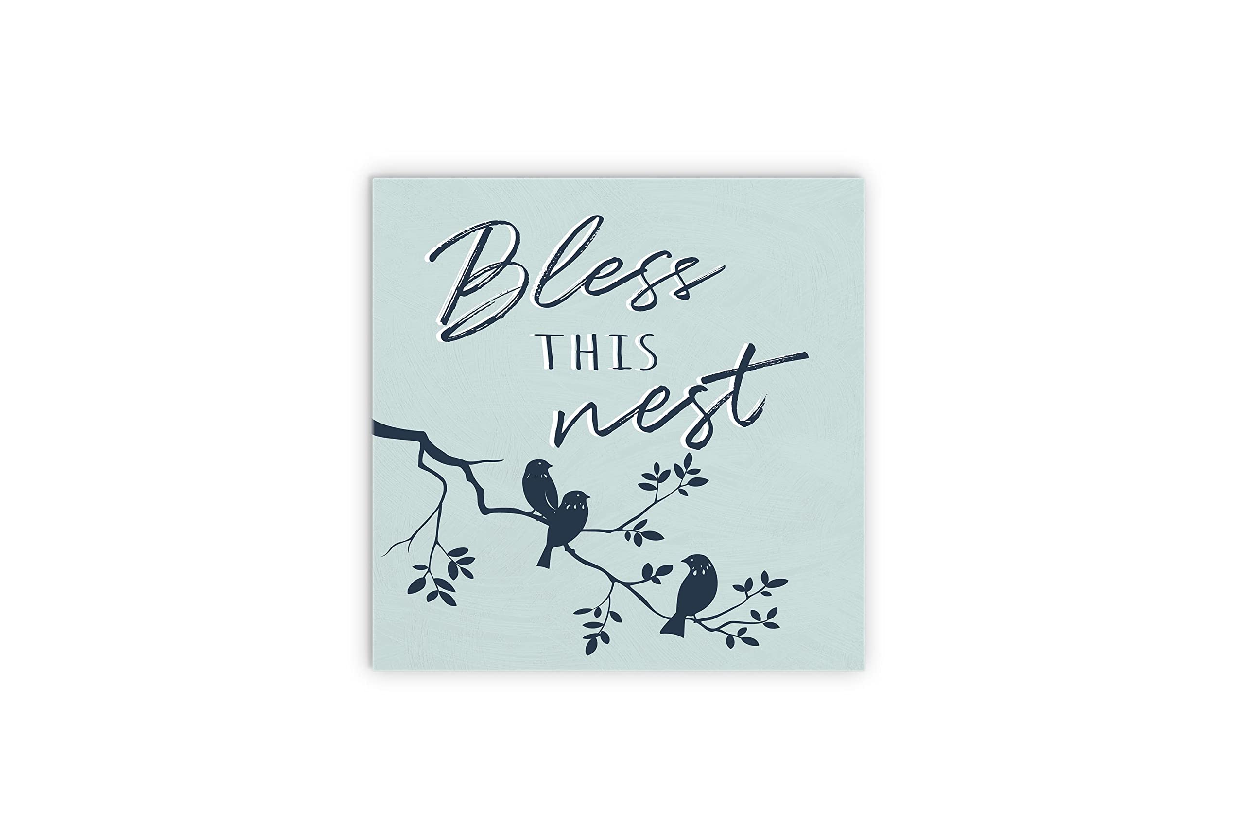 Elanze DesignsBless This Nest Robin Egg Blue Birds 12 x 12 Wood Wall Sign Plaque
