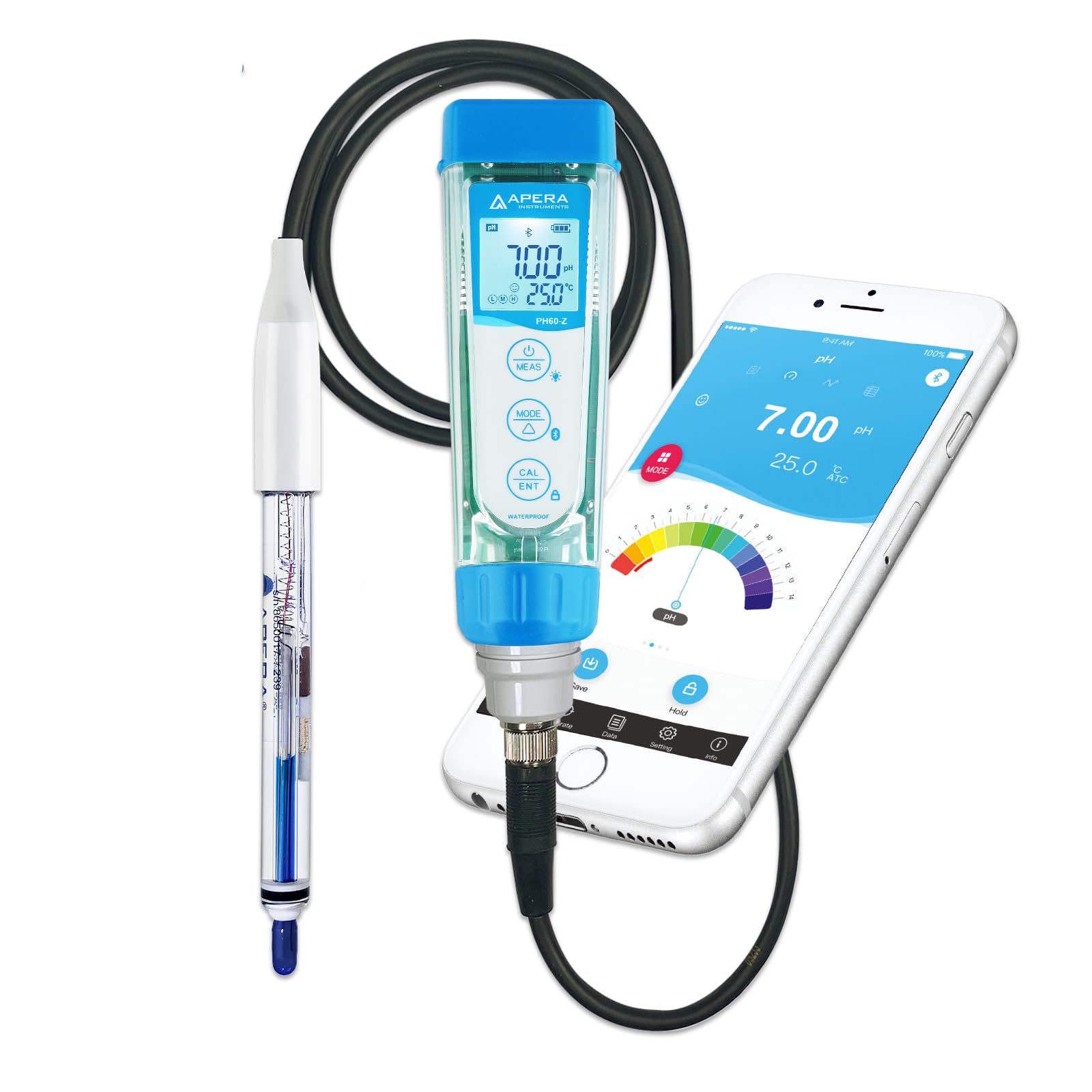 Apera Instruments PH60Z-HT Smart Handheld pH Meter Tester Kit with LabSen 865 pH/Temp. Electrode for Lab-Grade pH Measurement in High Temperature and/or Corrosive Water SolutionsCarbonfree Certified