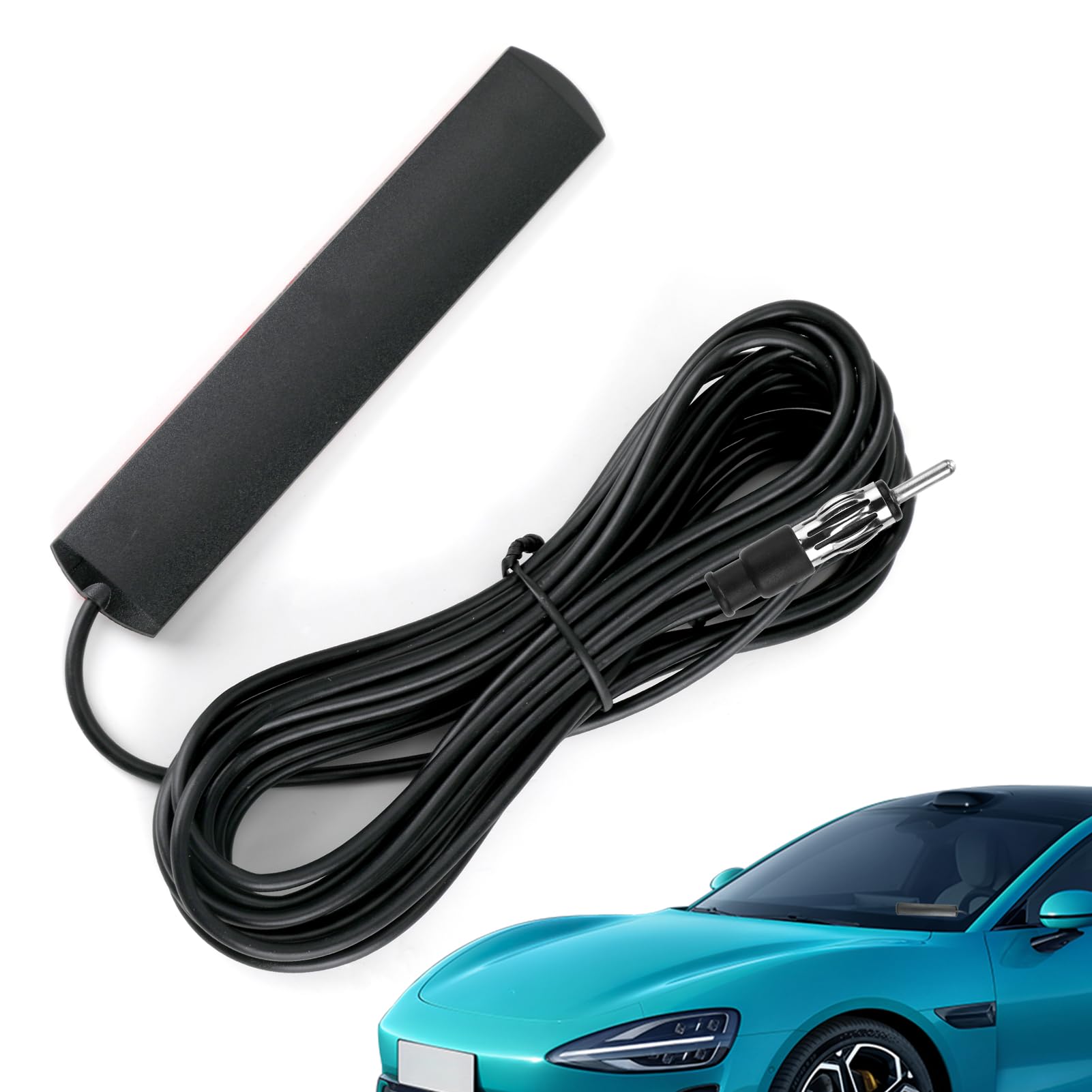 Antenna Interna Universale Per Auto FM Con Amplificatore - 12V, Montaggio Su Vetro, Cavo 2,20m, Boot
