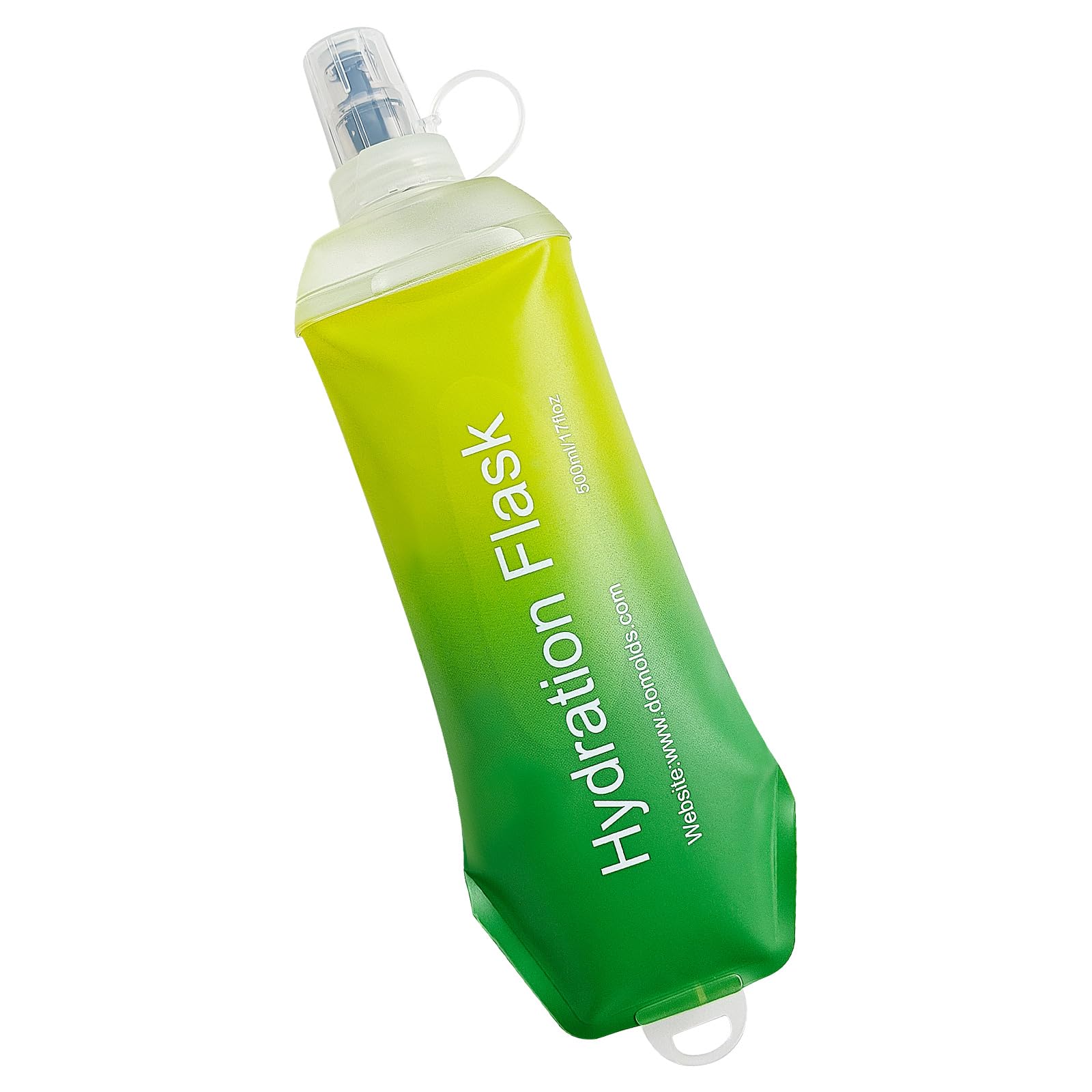 500ml Soft Flask, TPU Collapsible Soft Water Bottle for Hydration Pack, Running Vest, Folding Water Bottle for Hiking Cycling Climbing-1Pcs, Yellow to Green
