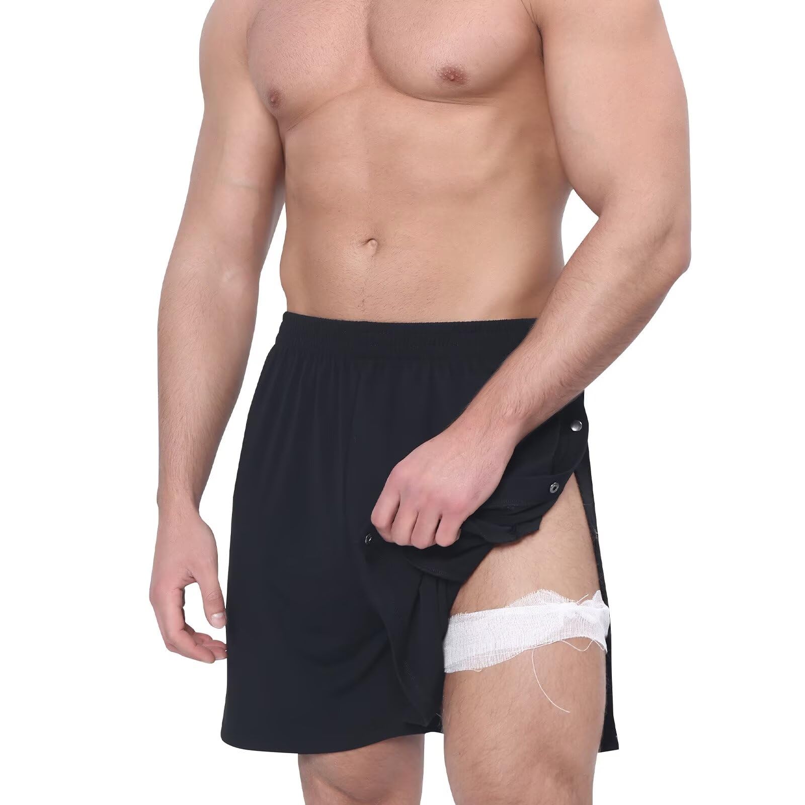 Landofgenie Męskie Spodnie Sportowe Unisex Dysmontable, Krótkie Fitness/Bieganie, Po Operacjach z Kieszenią