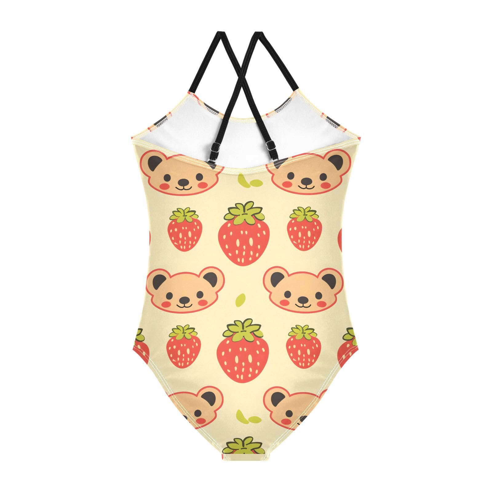 Bolaz Girls Swimsuits One-Piece Bathing Suits Multicolor Kids Sport Summer Beach Swimwear for 3-10 Years Old-Cute Face Bear