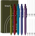 Stylos de gel, 5 Pcs 0.5mm Stylos d'écriture encre noire à point fin à sec rapide 10 Recharges, Stylos rétractables pour la prise de notes de journal, fournitures de bureau (Vintage-5PC)