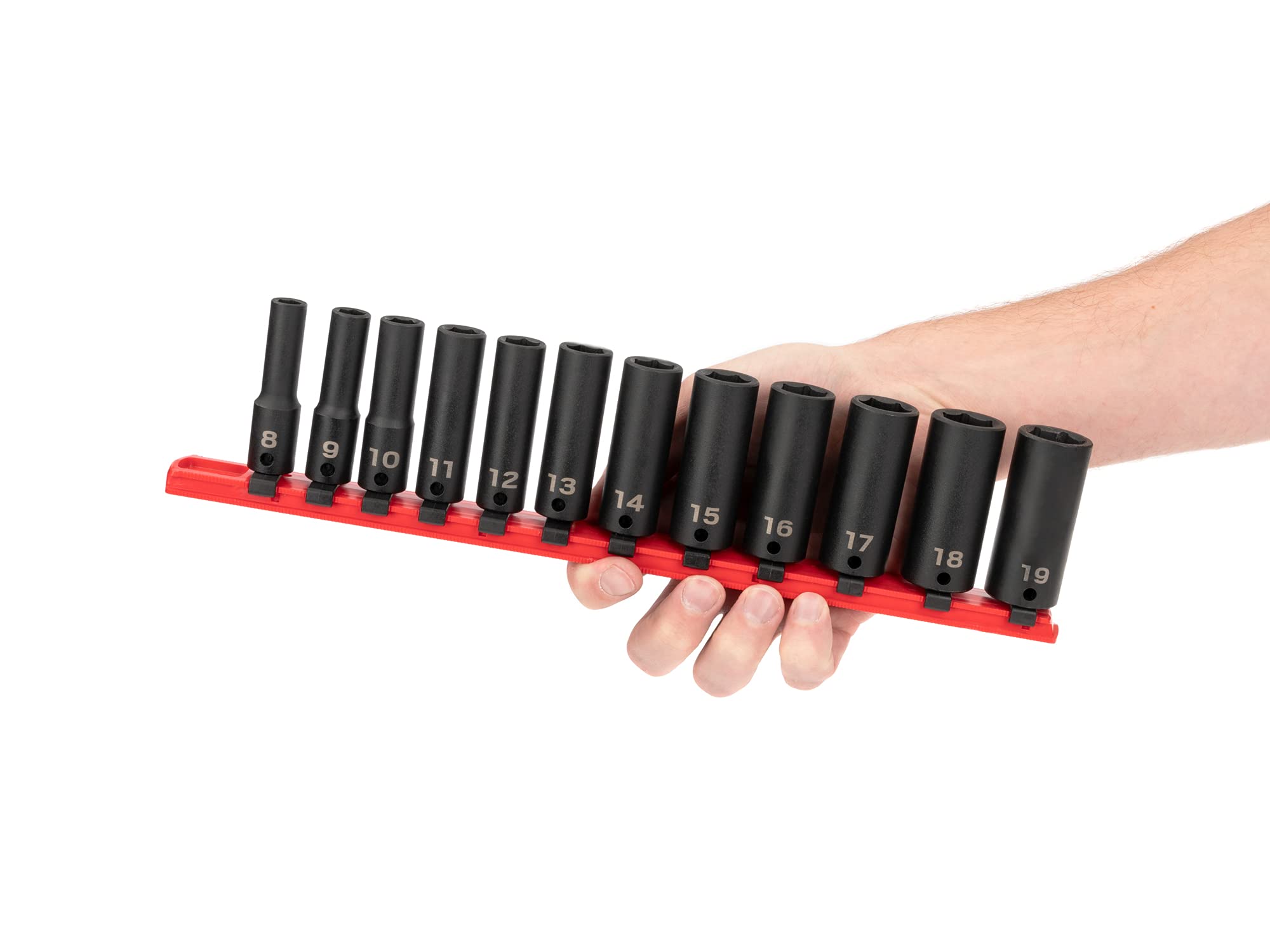 TEKTON 3/8 Inch Drive Deep 6-Point Impact Socket Set, 12-Piece (8-19 mm) | SID91103