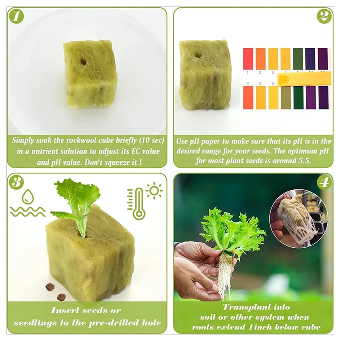 GXGM 50 Piezas Cubos de Lana de Roca, Cubos De Cultivo Hidropónicos, Jardín Cubos De Cultivo Hidropónicos para Siembra, Plantación, Hidropónica, 2.5 x 2.5 x 2.5 cm