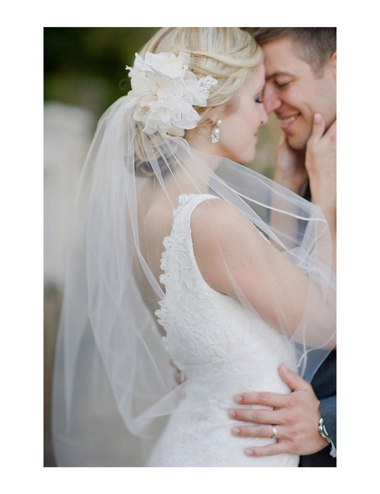 BEAUTELICATE Velo da Sposa Tulle Lungo Nozze Monostrato Addio al Nubilato Accessori Morbido Velo Avorio Bianco