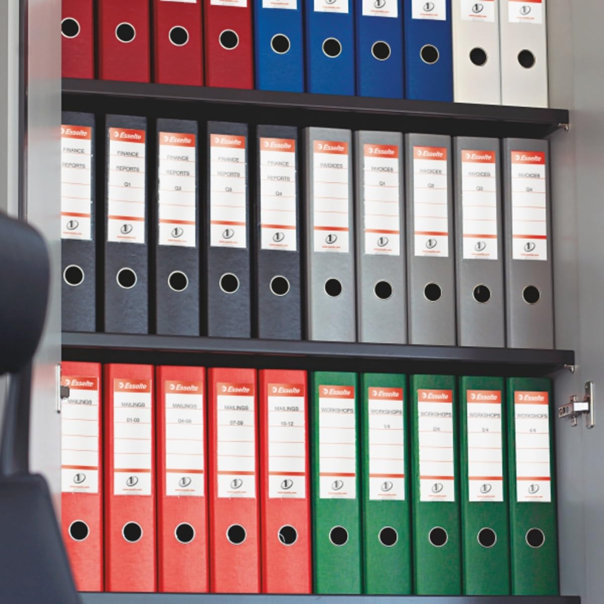 Esselte, Pack 5 Classeurs à levier A4, Dos 75 mm, 500 feuilles, Noir | Pack de 5 classeurs à levier A4, dos 75mm, capacité 500 feuilles, couverture polypropylène, coloris noir.