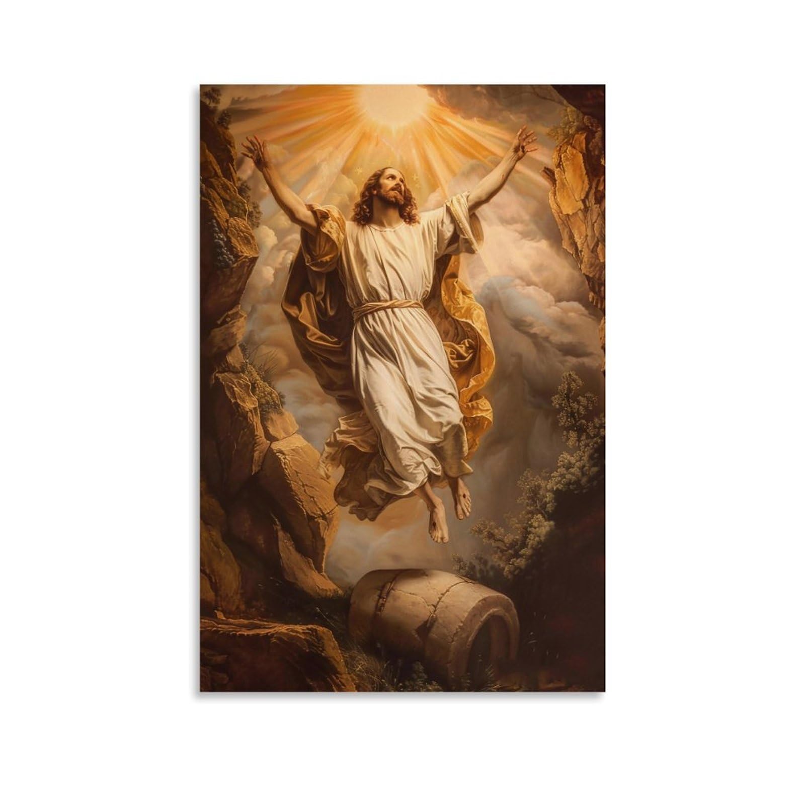 JUWRHRHHRH Jesus Resurrection Ascension 04 Poster Canvas Aesthetic Wall Art Painting Decor for Living Room Bed Room 20x30inch Unframe-style