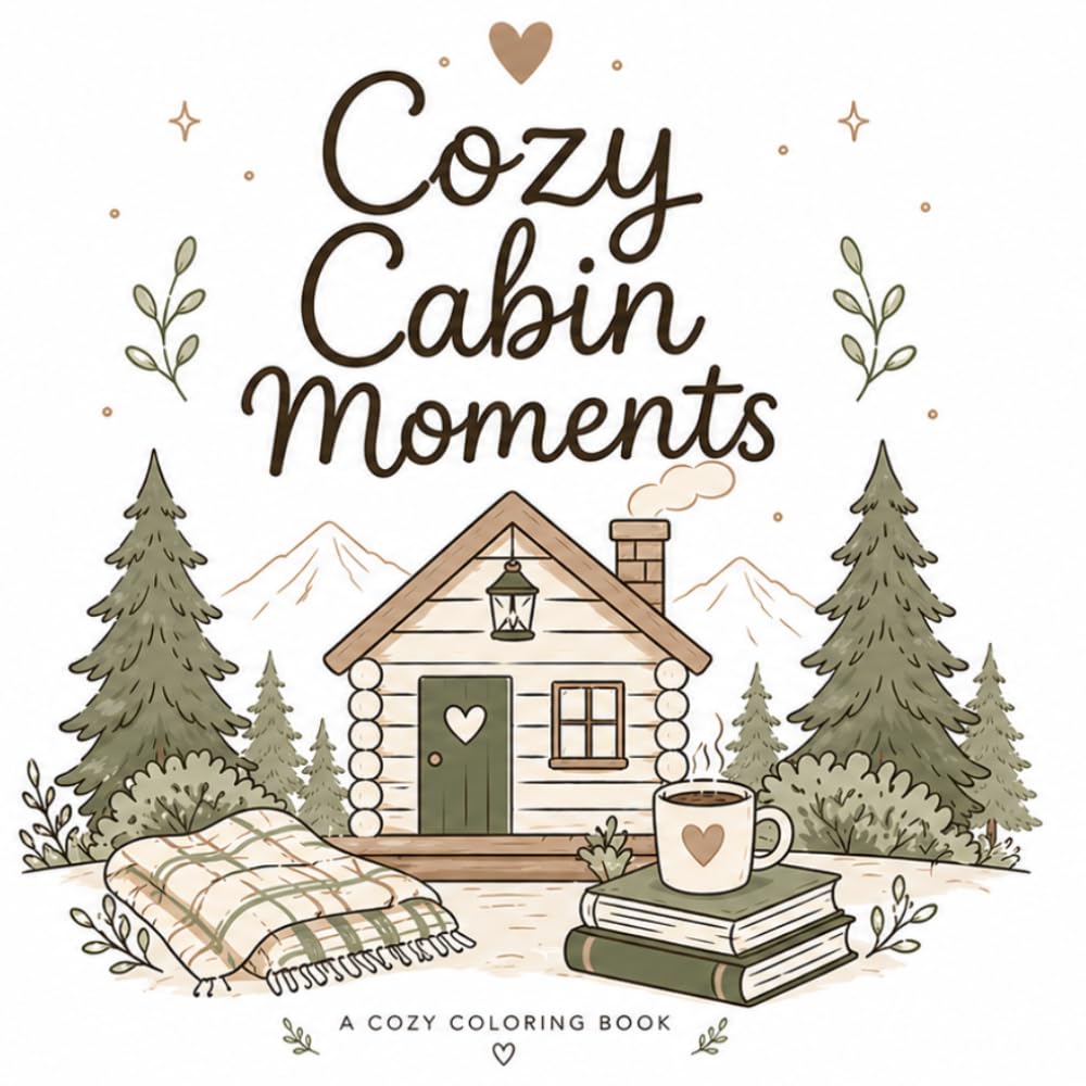 Cozy Cabin Moments: A cozy coloring book