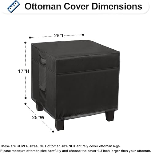 Miniatura 2 de OutdoorLines Fundas otomanas de patio impermeables para exteriores, cuadradas, a prueba de rayos UV, resistentes al viento, protector de muebles de