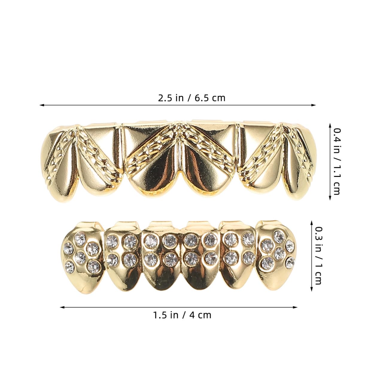 PACKOVE Unique Hip Hop Mouth Grills Teeth Dentures for Women Men for Halloween and Festive Events, Golden - Image 2