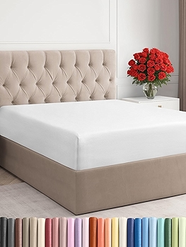 豪华白色单人床单 - 贴身设计，柔软透气，防皱舒适