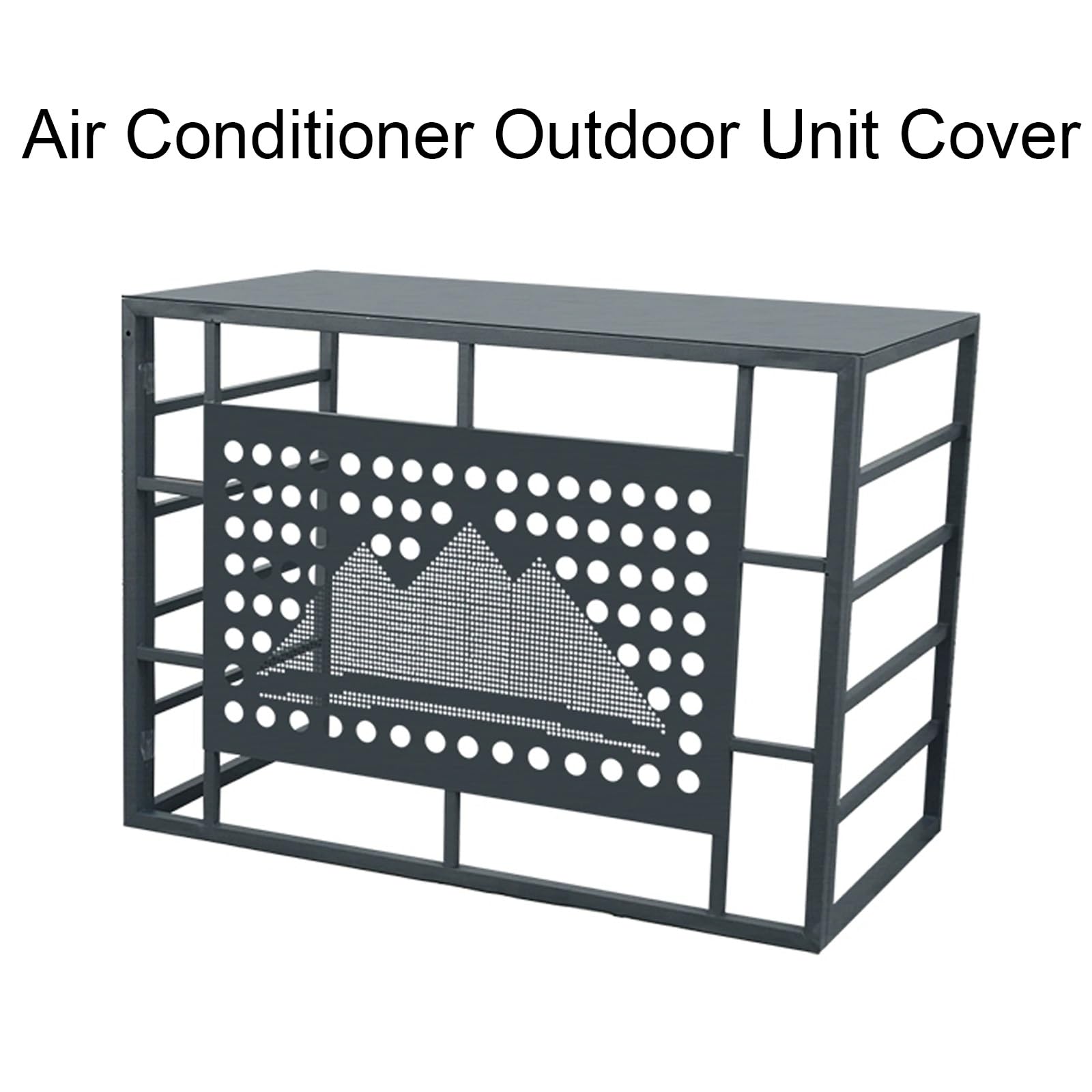 Cubiertas de Acero Galvanizado Funda para Aire Acondicionado Exterior, Cubre Aire Acondicionado Exterior Panel de Privacidad para Patio Exterior, con Cubierta Superior(Brown,39X20X28in/100x50x70cm)