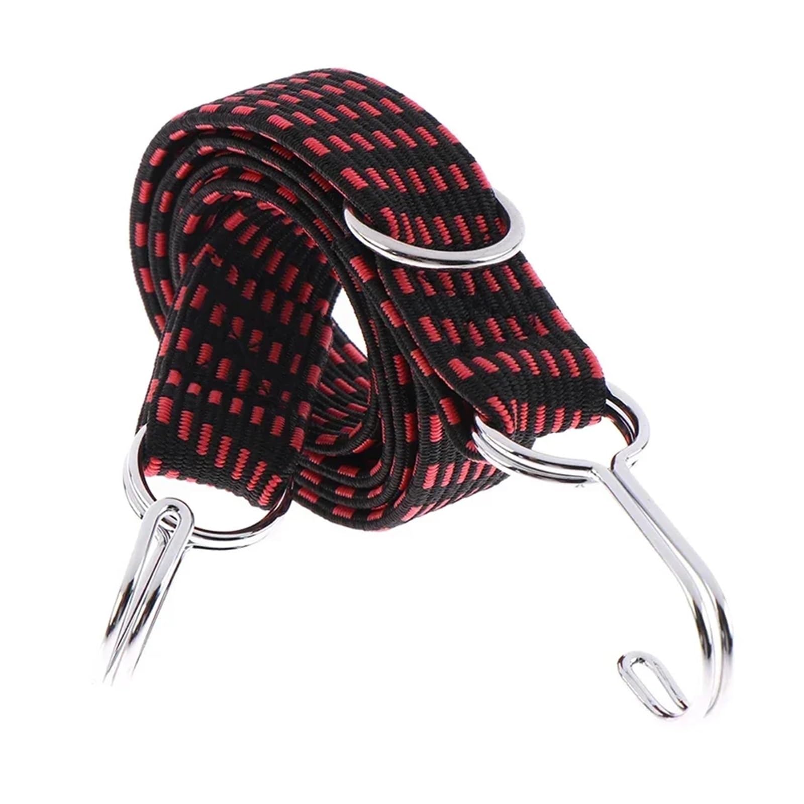 Tie Down Strap, 1M Hooked Bune Cord Adjustable Heavy Duty Lugga Tie Down Straps Flat Rubber Elastic Motorcycle Stretch Cord Good Toughness(Red 1M)