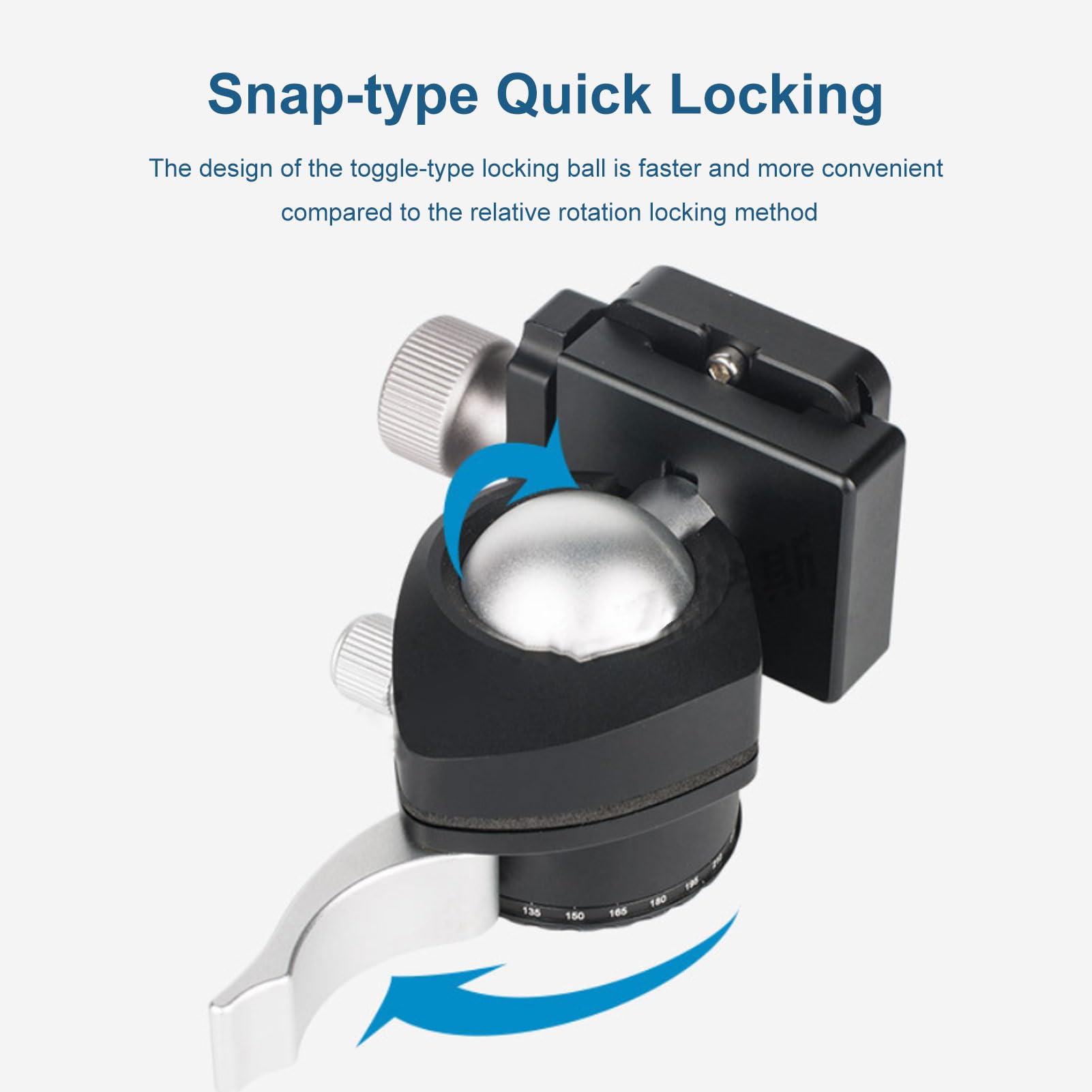 Luocute Testa a Sfera da 32 Mm, Piastra a Sgancio Rapido con Blocco a Leva con un Leggero, capacità di Carico di 279 G, 8 Kg, con Morsetto Compatibile Standard, per Treppiede Monopiede