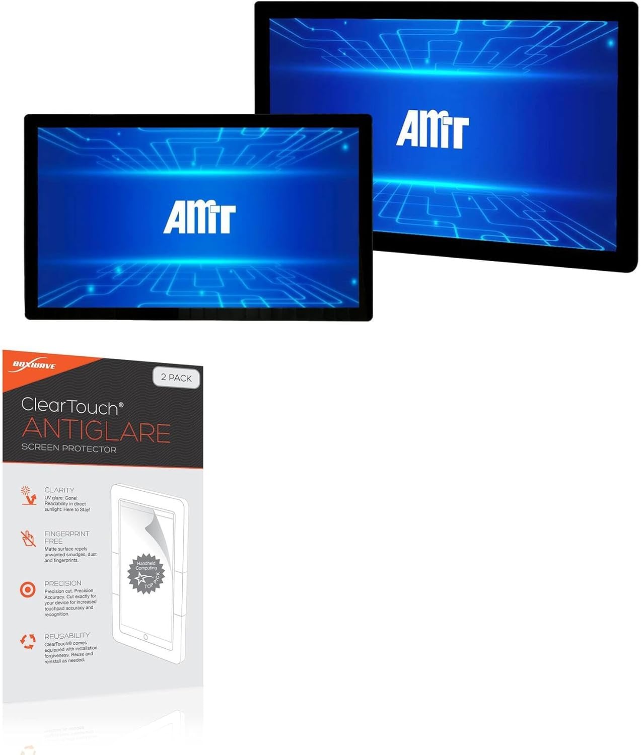 BoxWave Screen Protector Compatible with AMT Sigma S Series Touchscreen Display (7 in) - ClearTouch Anti-Glare (2-Pack), Anti-Fingerprint Matte Film Skin