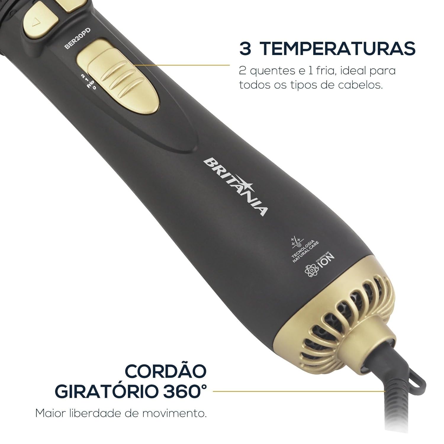 Escova Rotativa Britânia BER20PD 3 Temperaturas 1300W Bivolt em promoção! Veja a oferta e mais achadinhos de Cabelos 7 Hoje é o melhor dia para comprar Escova Rotativa Britânia BER20PD 3 Temperaturas 1300W Bivolt com aquele preço maroto! Promoção! Aproveite a oferta! 7