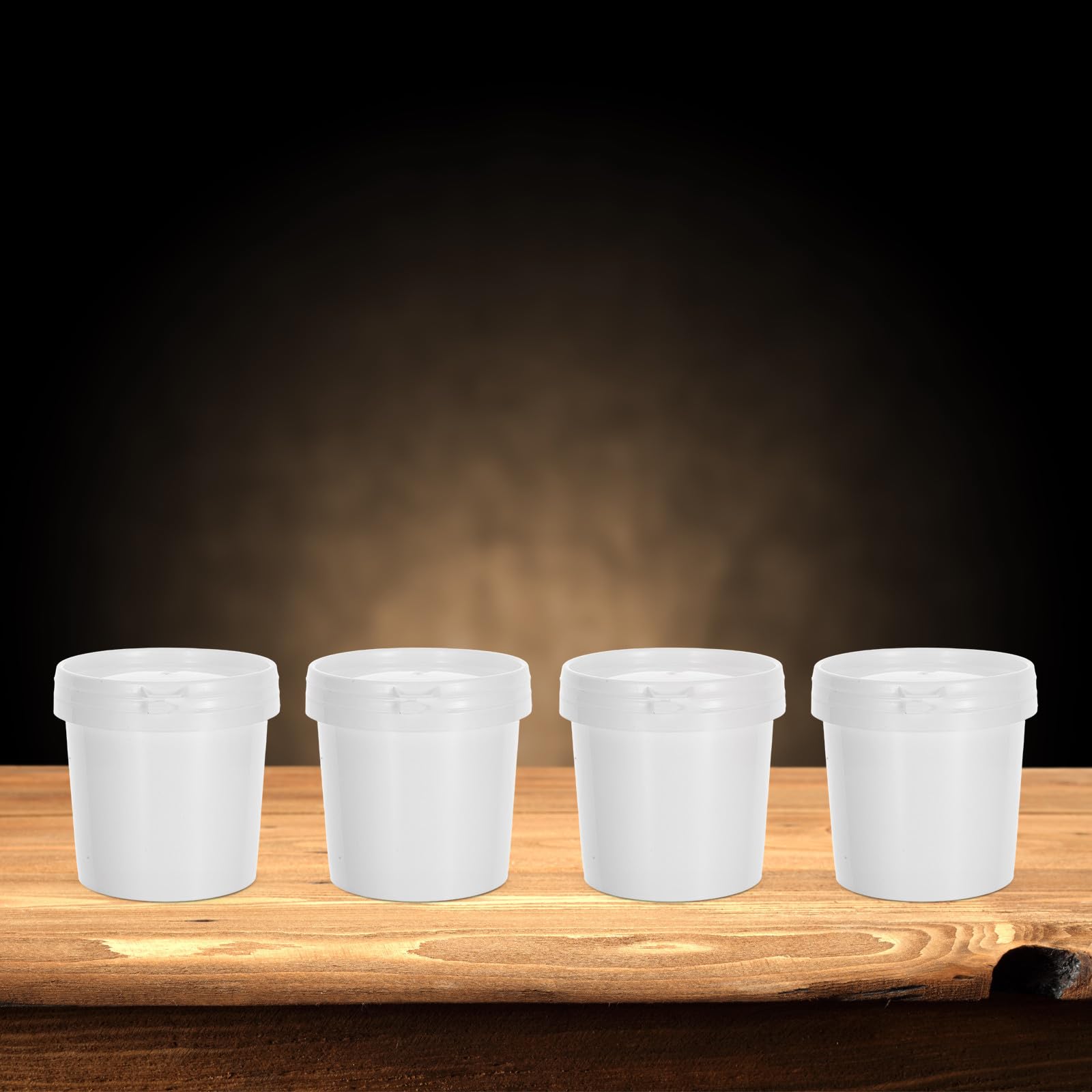 PACKOVE Lot de 4 Bucket Seau Vide avec Couvercle 500ml en Plastique, Fermeture Sécurisée, pour Produits Chimiques et Huile Moteur, Usage Industriel