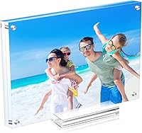 Vista 8 de 10 unidades de marco de fotos acrílico 5×7 transparente, de doble cara, magnético, sin montura, para bebé, amigo, familia, de escritorio