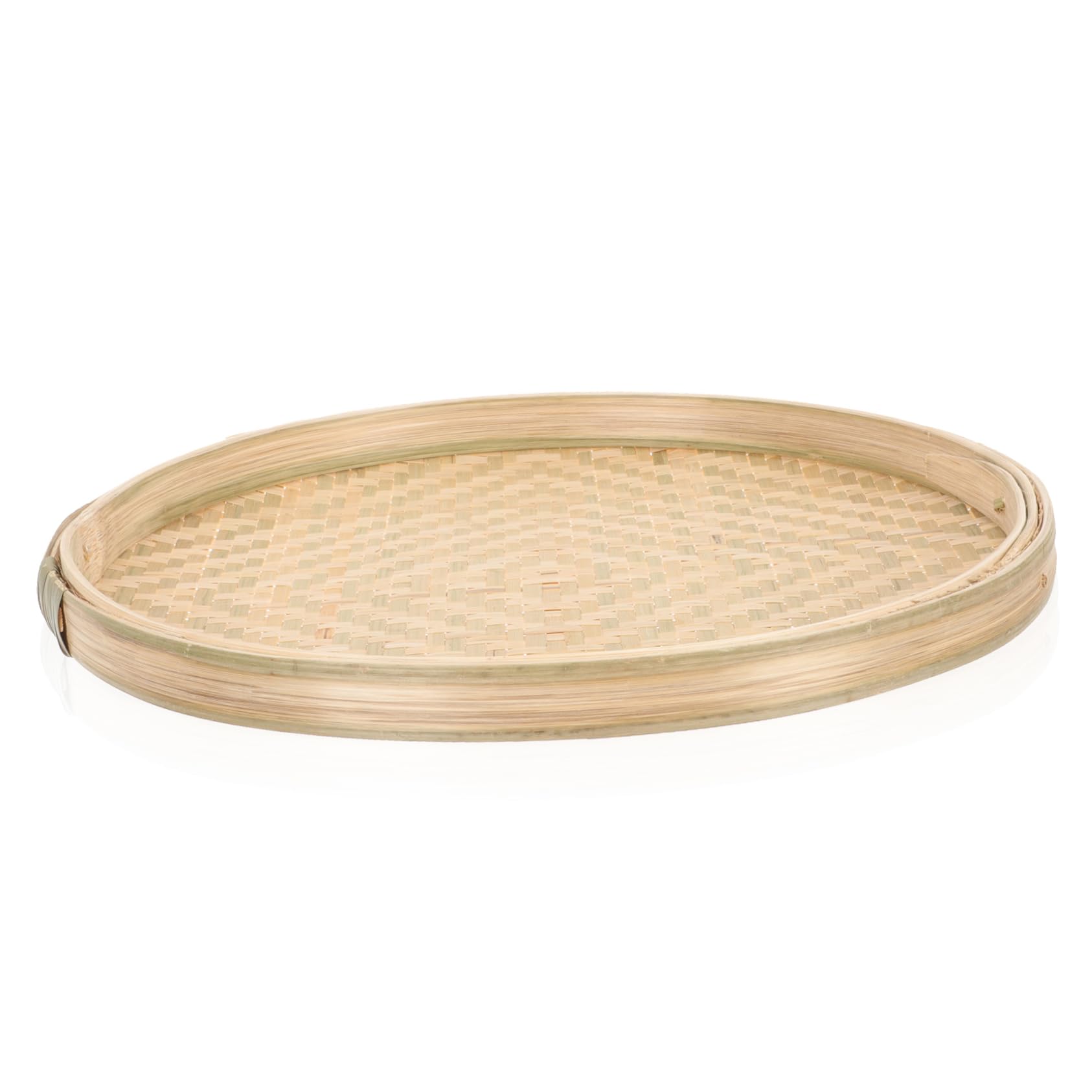 COLLBATH Drying Net Woven Serving Basket Woven Baskets Wall Hanging Basket Fruit Basket for Kitchen Woven Fruit Shallow Drying Baskets Snack Flat Shallow Basket Food Tray Weaving