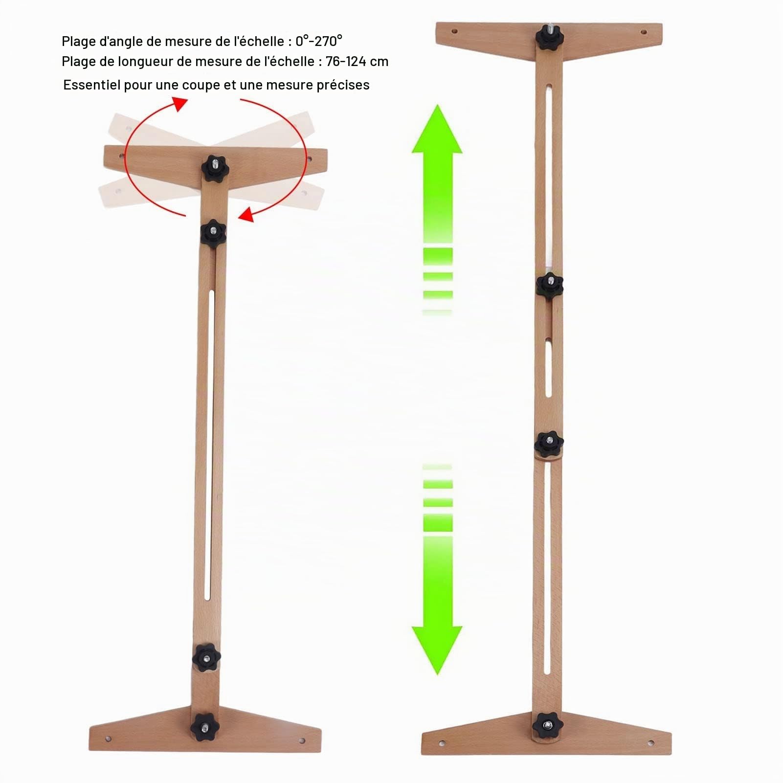 Règle de Mesure D'escalier en Bois, Pochoir pour Marches D'escalier, Style Long, échelle de 0° à 270°, Ensemble de Pochoirs pour Marches D'escalier D'angle de Mesure