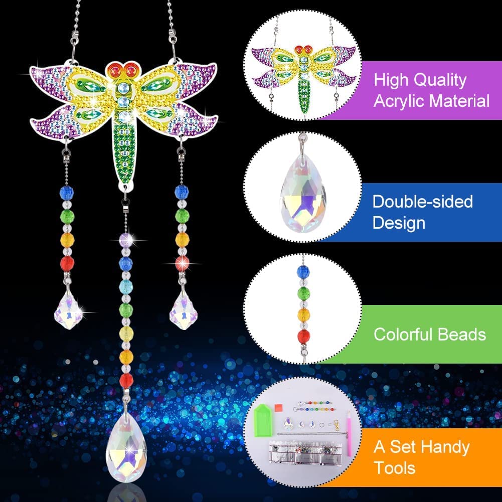 Yomaido Kit per pittura a diamante, per finestre, acchiappasole con cristalli, fai da te, per pittura con diamanti, per adulti e bambini