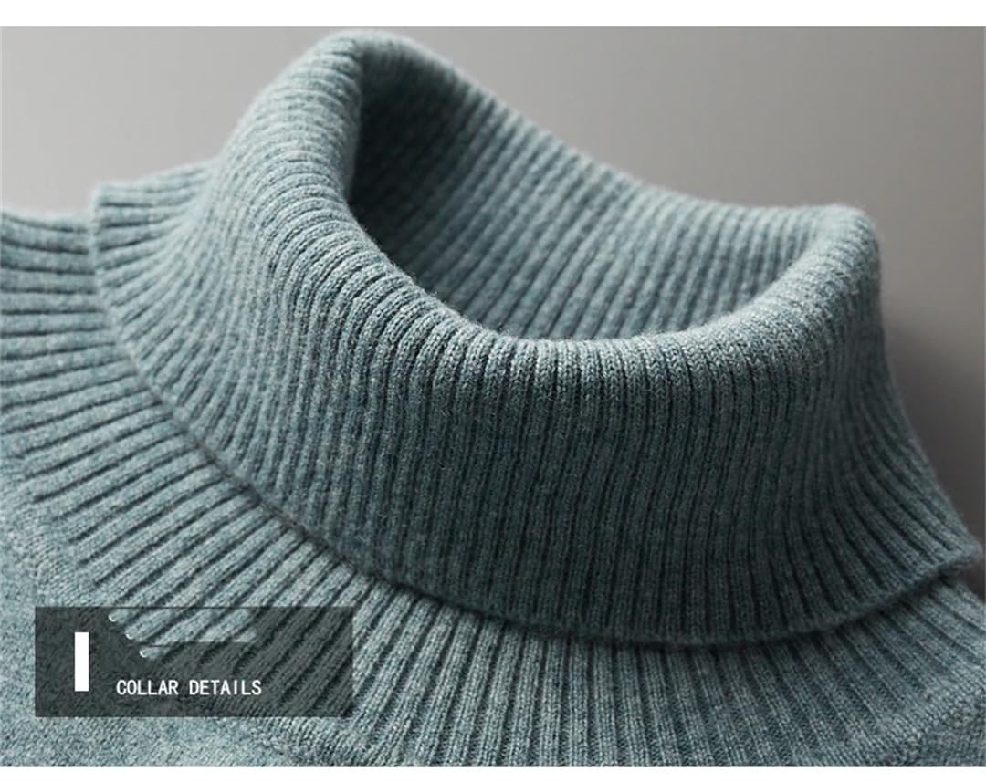 Maglione da uomo in misto lana merino, collo alto, caldo, a maniche lunghe, casual, lavorato a maglia