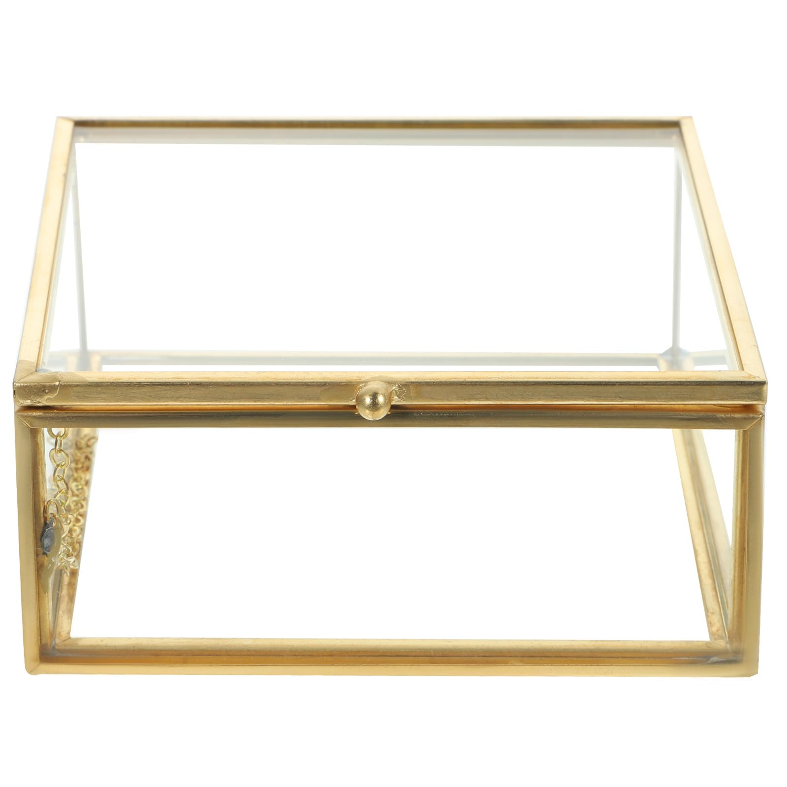 Boîte à Bijoux en Verre Couvercle Doré, Organisateur de Maison en Alliage, Capacité Suffisante pour Bagues et Ambre, Style Rétro Charmant pour Salon ou Chambre