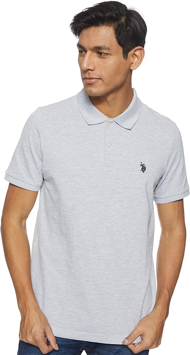U.S. Polo Assn. Men's Classic Polo Shirt, Two-Button Closure Pique Polo Shirt, Summer Fashion Golf Shirt